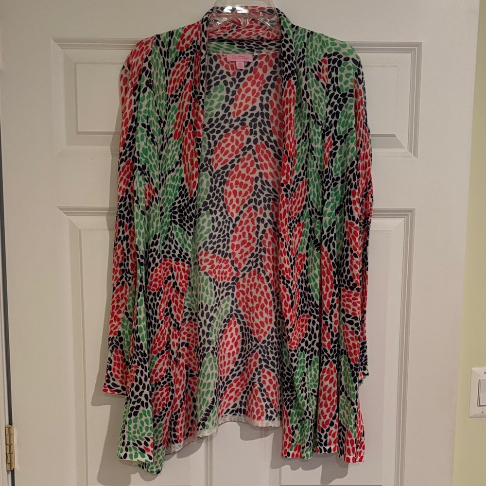 Lilly Pulitzer Vibrant Leaf Print Blouse - Red, Green, Black
